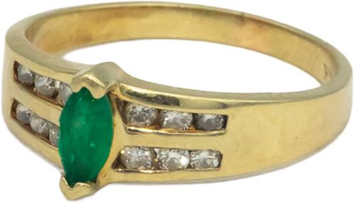 14k Yellow Gold 0.50CT Diamond and Emerald Ring Size 6.25