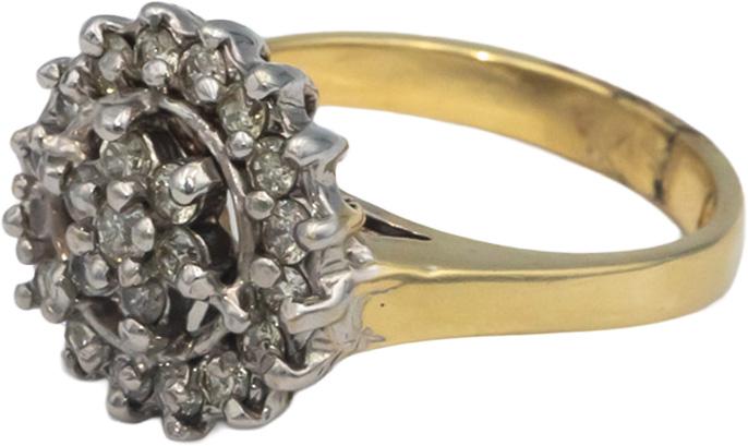 14k Yellow and White Gold Round Cut Diamond Ring 0.65CT Size 6.75