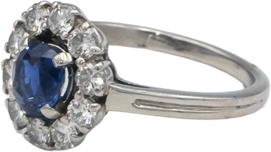GIA Certified Platinum 1.25CT Diamond and NO HEAT Sapphire Halo Ring Size 5.25