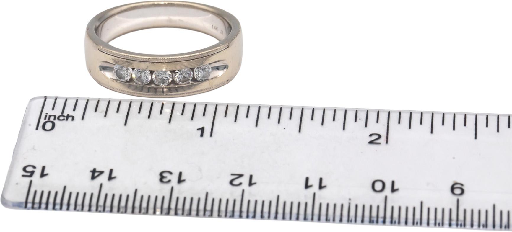 14k White Gold 0.50CT Round Cut Diamond Wedding Band Ring Size 9.75