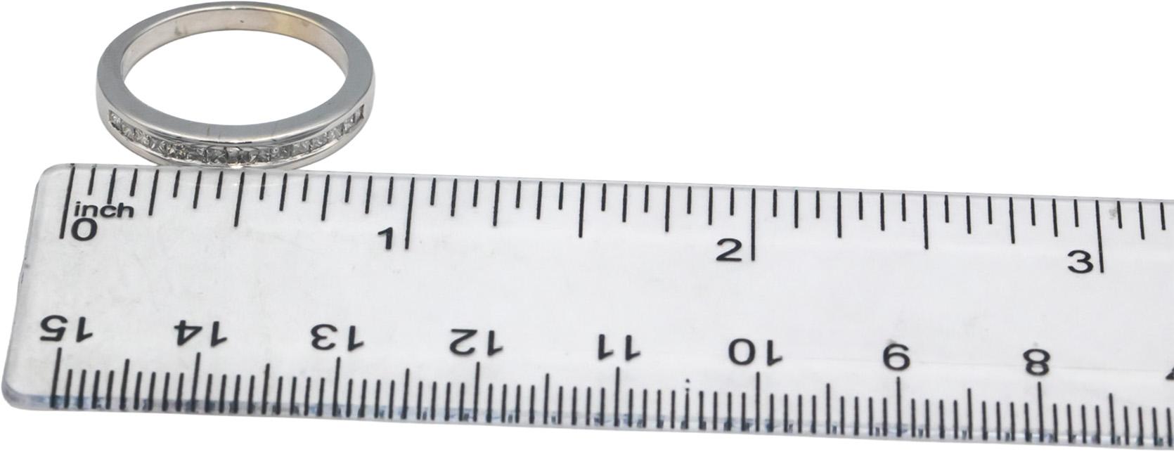 14k White Gold Jewelry 0.45CT Princess Cut Band Ring Size 7