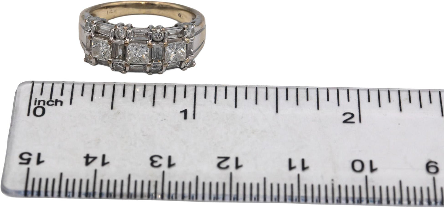 14k White & Yellow Gold 1.30CT VS Diamond Anniversary Band Ring Size 4