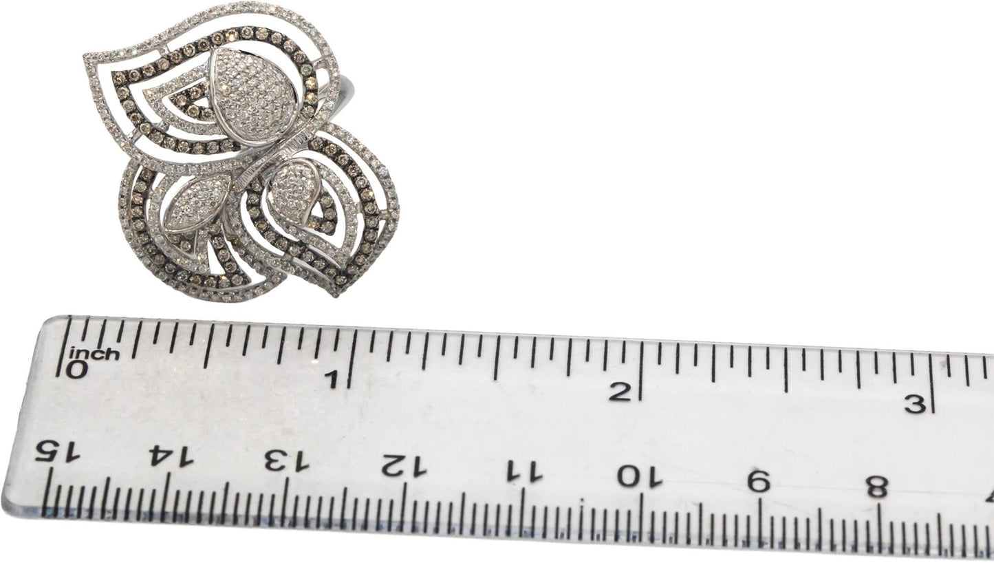 14k White Gold Jewelry 1.0CT VS Diamond Cluster Floral Ring Size 7