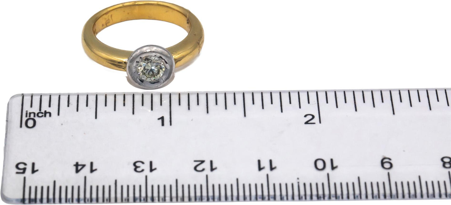 WEMPE 18k White and Yellow Gold 0.45CT Diamond Solitaire Ring Size 6.75