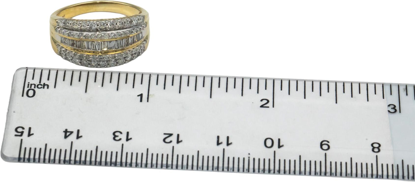 10k Yellow Gold 1.0CT Diamond Wedding Anniversary Band Ring Size 7