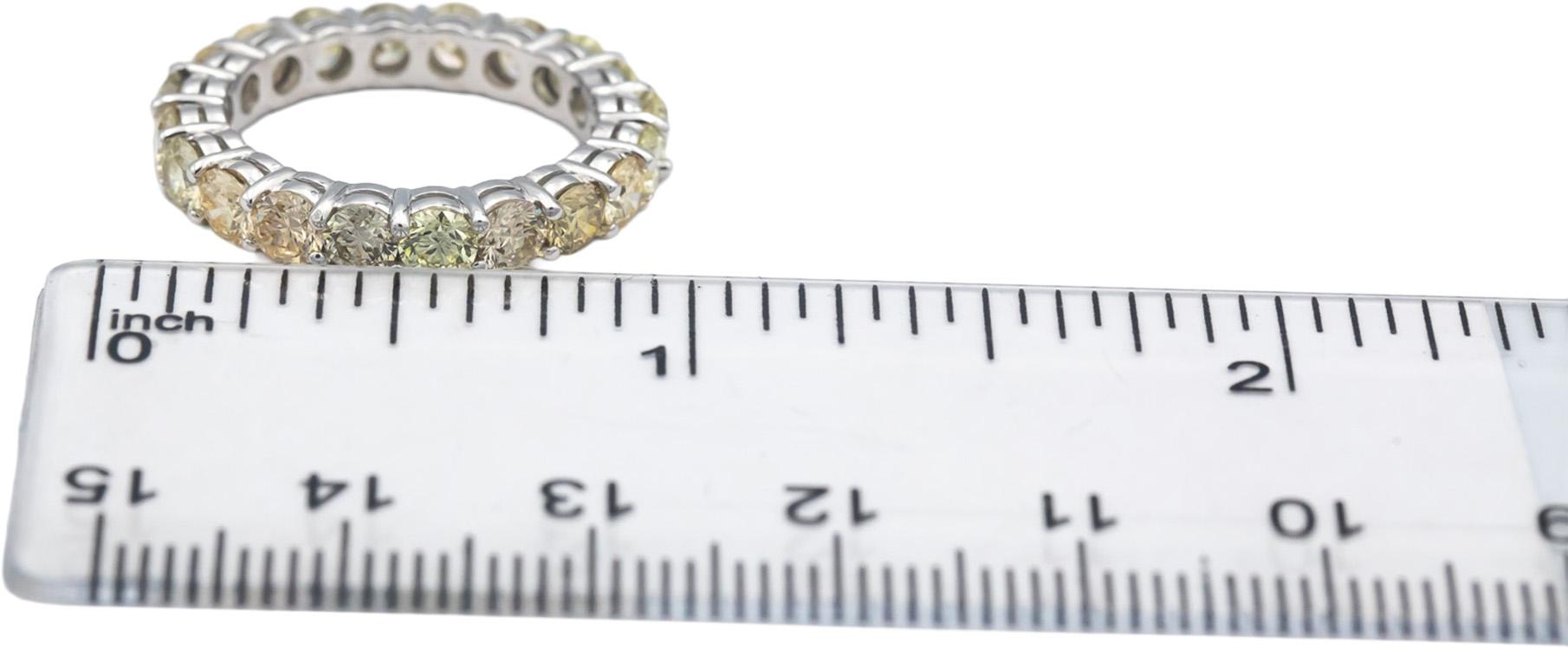 18k White Gold 3.15CT VS Light-Medium Yellow Diamond Eternity Ring Size 6