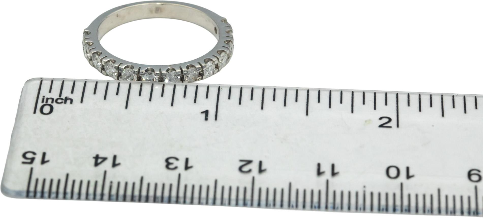 18k White Gold Round Diamond Semi-Eternity Band Ring 0.72CT Size 7.5
