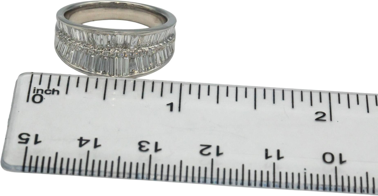 18k White Gold Jewelry 2.0CT VS Baguette & Round Cut Diamond Band Ring Size 7