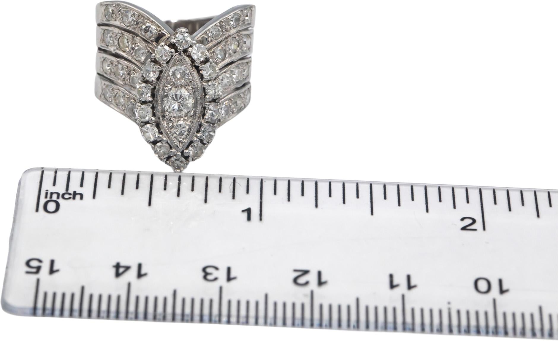 Antique Vintage 14k White Gold 1.0CT VS Round Cut Diamond Ring Size 5
