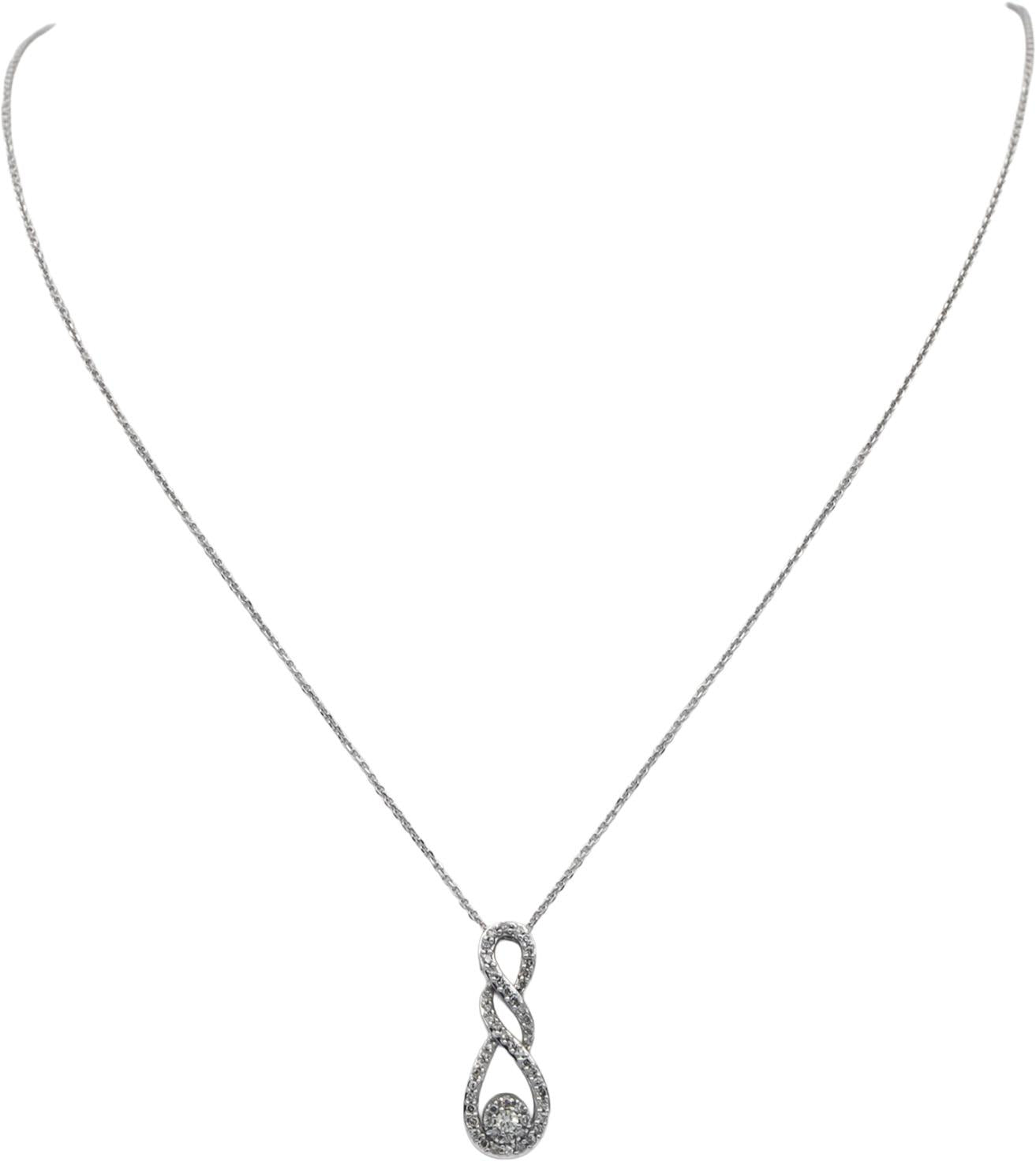 10k White Gold Jewelry 0.33CT Round Cut Diamond Pendant Necklace