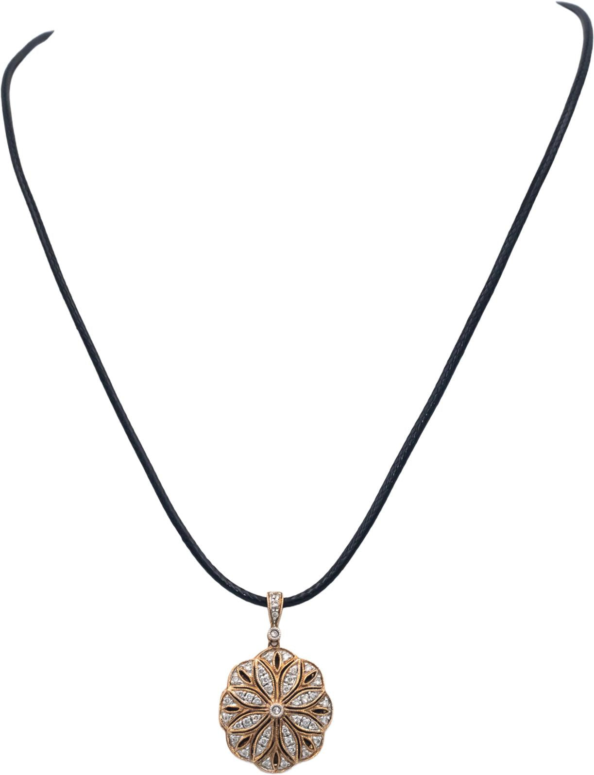 14k Rose Gold 0.25CT Round Cut Diamond Locket Pendant Necklace