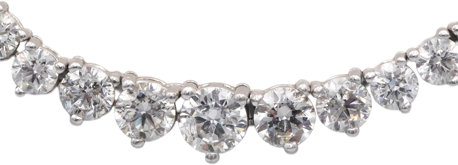 14k White Gold Round Cut Diamond Graduated Riviera Necklace 11.85CT