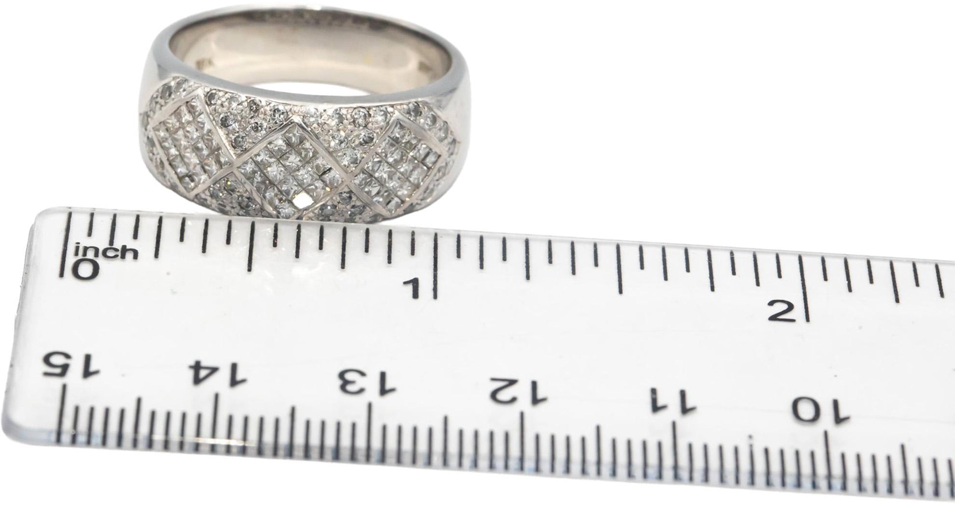 LE VIAN 18k White Gold 1.0CT VS Princess & Round Cut Diamond Band Ring Size 10