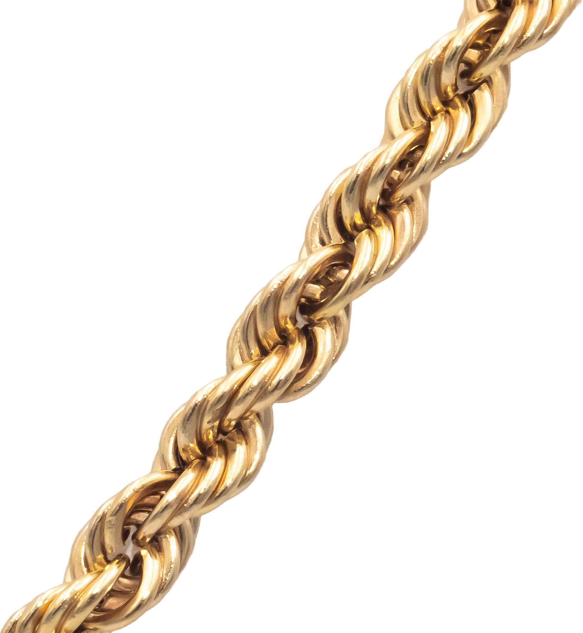 14k Yellow Gold 28.5" Long/3.5mm Wide Semi-Solid Twisted Rope Chain Necklace