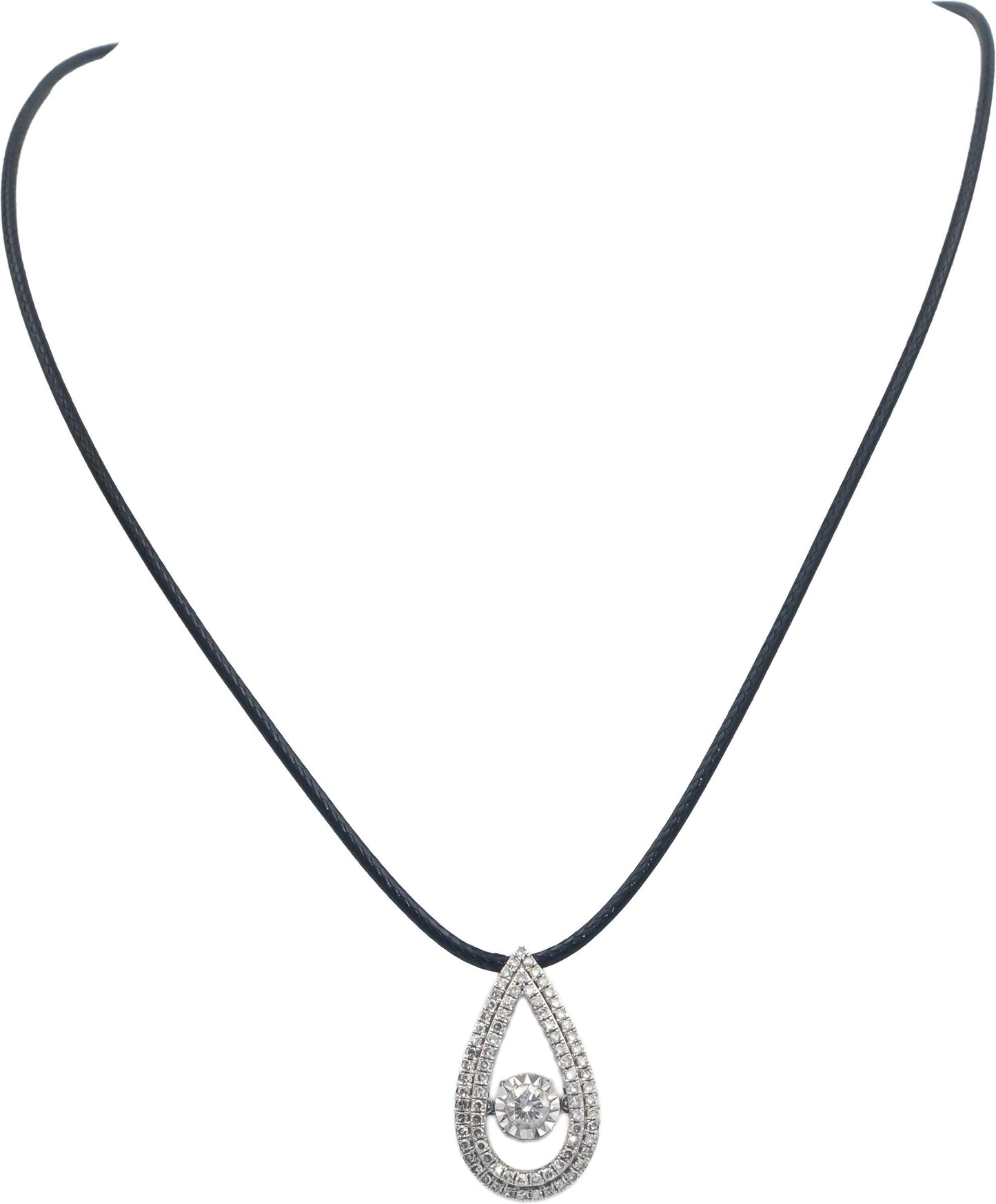 14k White Gold 1.0CT VS Diamond Pendant Necklace w/ 0.25CT Center