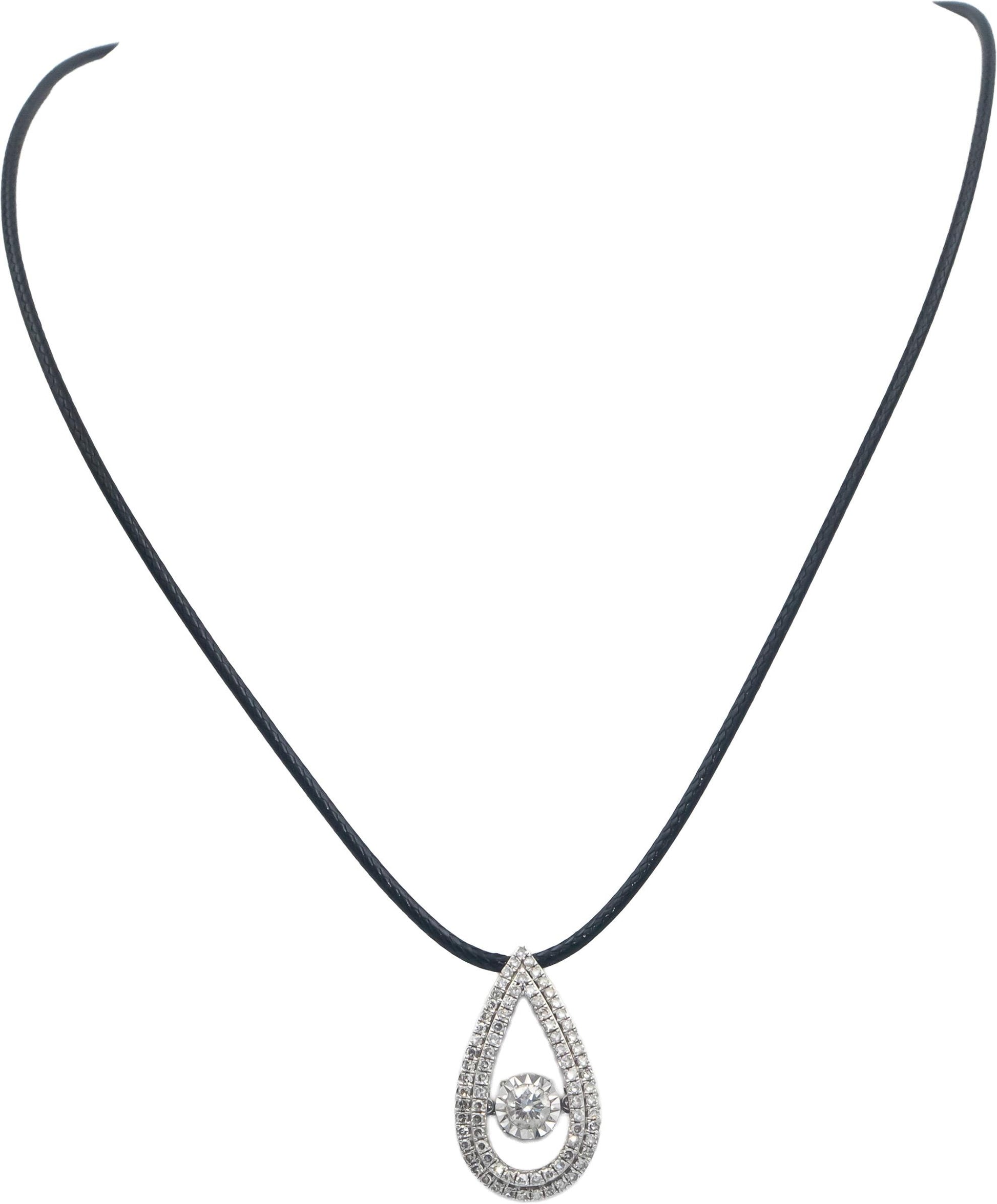 14k White Gold 1.0CT VS Diamond Pendant Necklace w/ 0.25CT Center