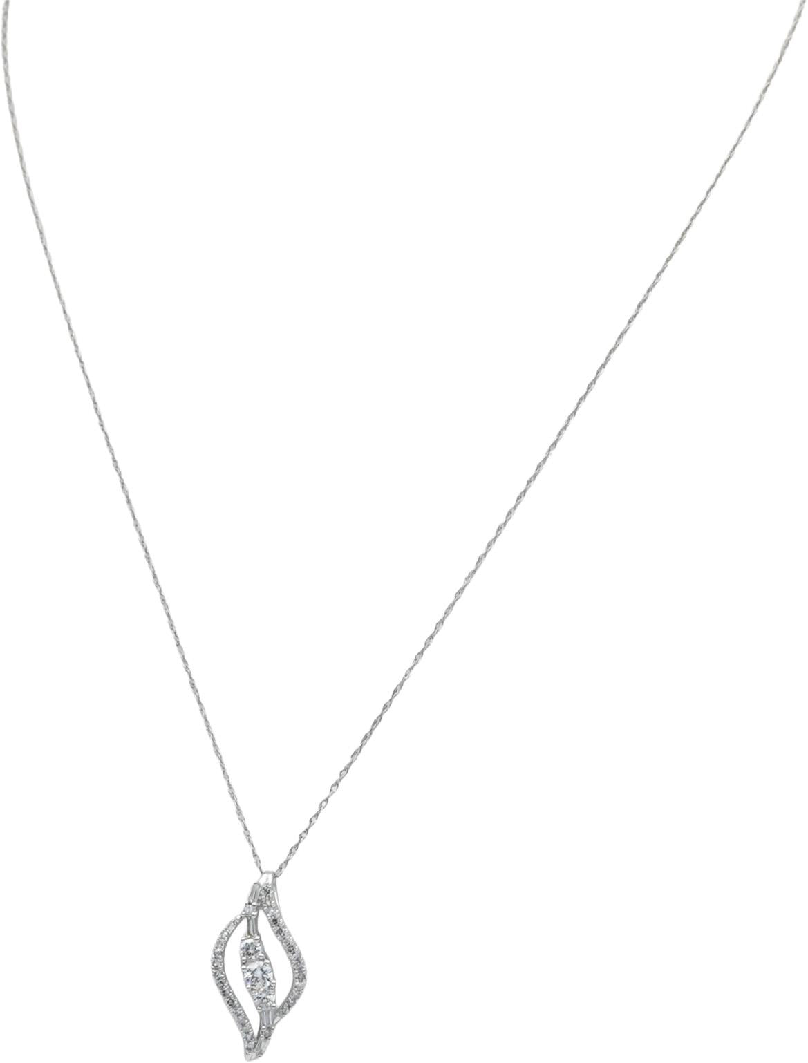 14k White Gold Jewelry 0.50CT Round Cut Diamond Pendant Necklace