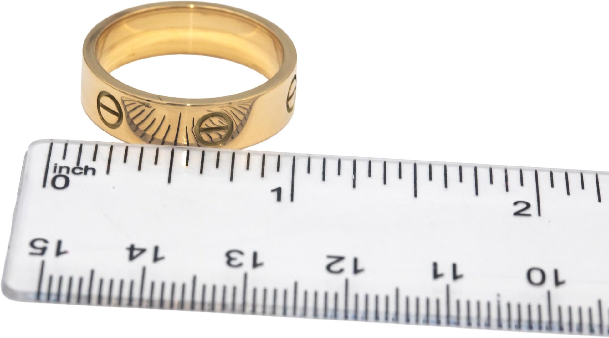 CARTIER 18k Yellow Gold Love Screw Motif Ring 6mm Wide Size 10.5 Euro 63