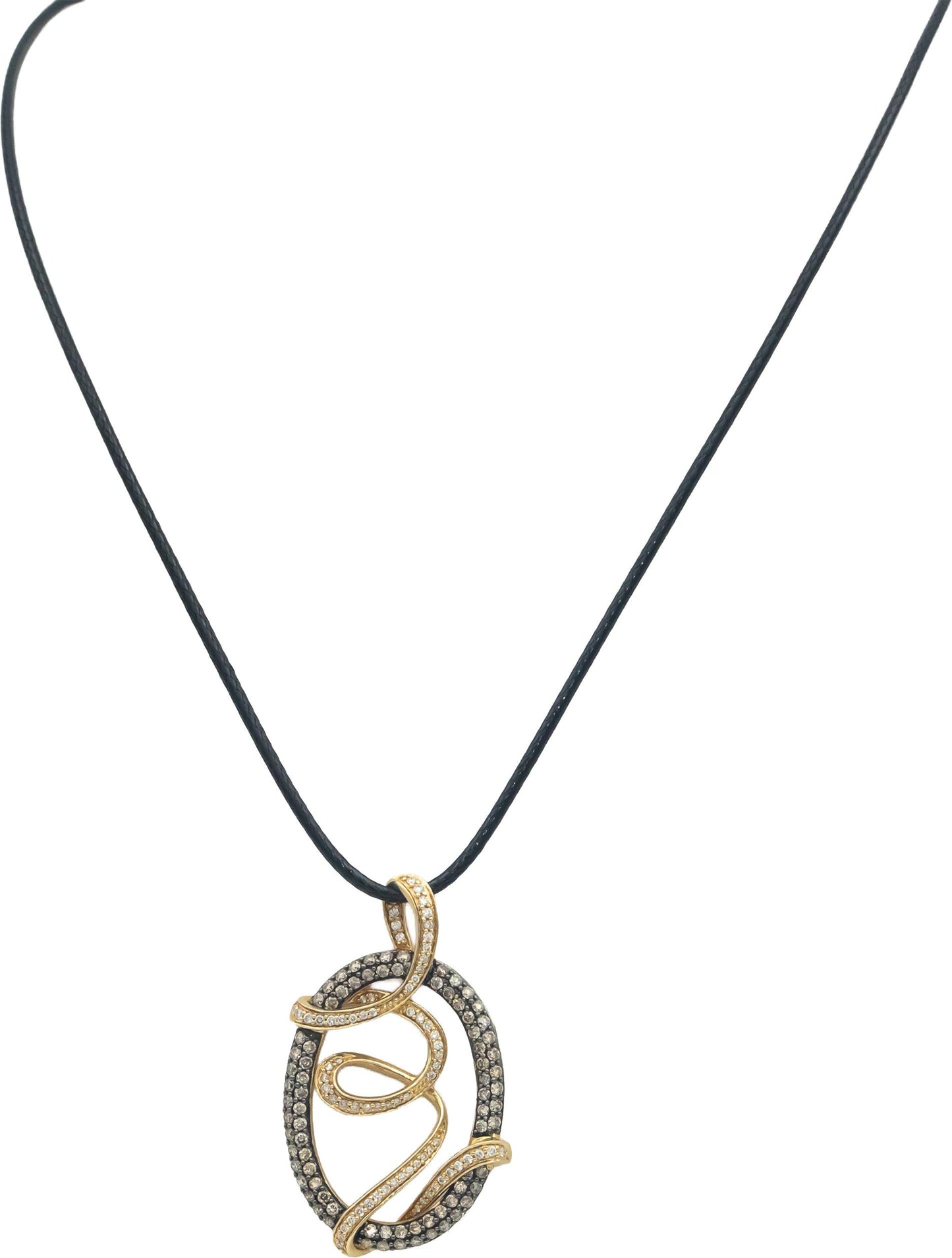 LE VIAN 14k Yellow Gold 1.75CT White and Champagne Diamond Loop Pendant Necklace