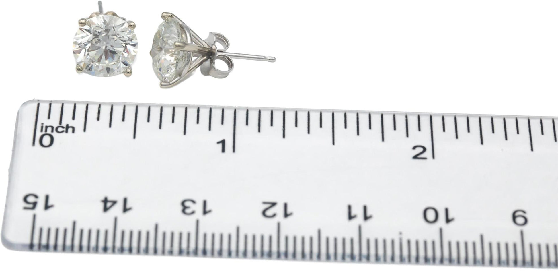Diamond 14k White Gold Jewelry Round Cut Martini Setting Stud Earrings 5.03CT