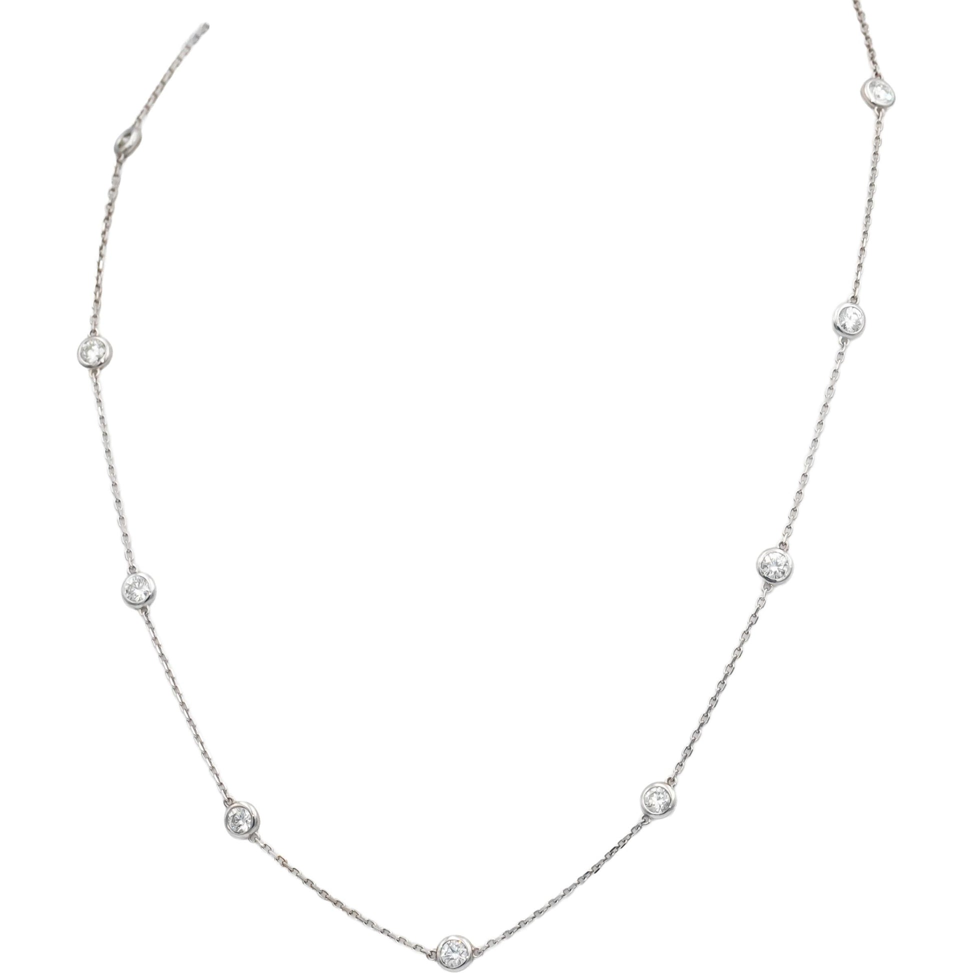 14k White Gold 1.19CT VS Round Cut Diamond By The Yard 16" Long Chain Necklace