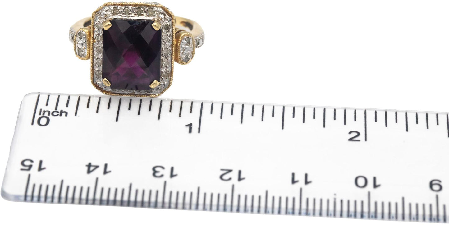 10k Yellow Gold Jewelry 3.20CT Diamond & Garnet Cocktail Ring Size 8