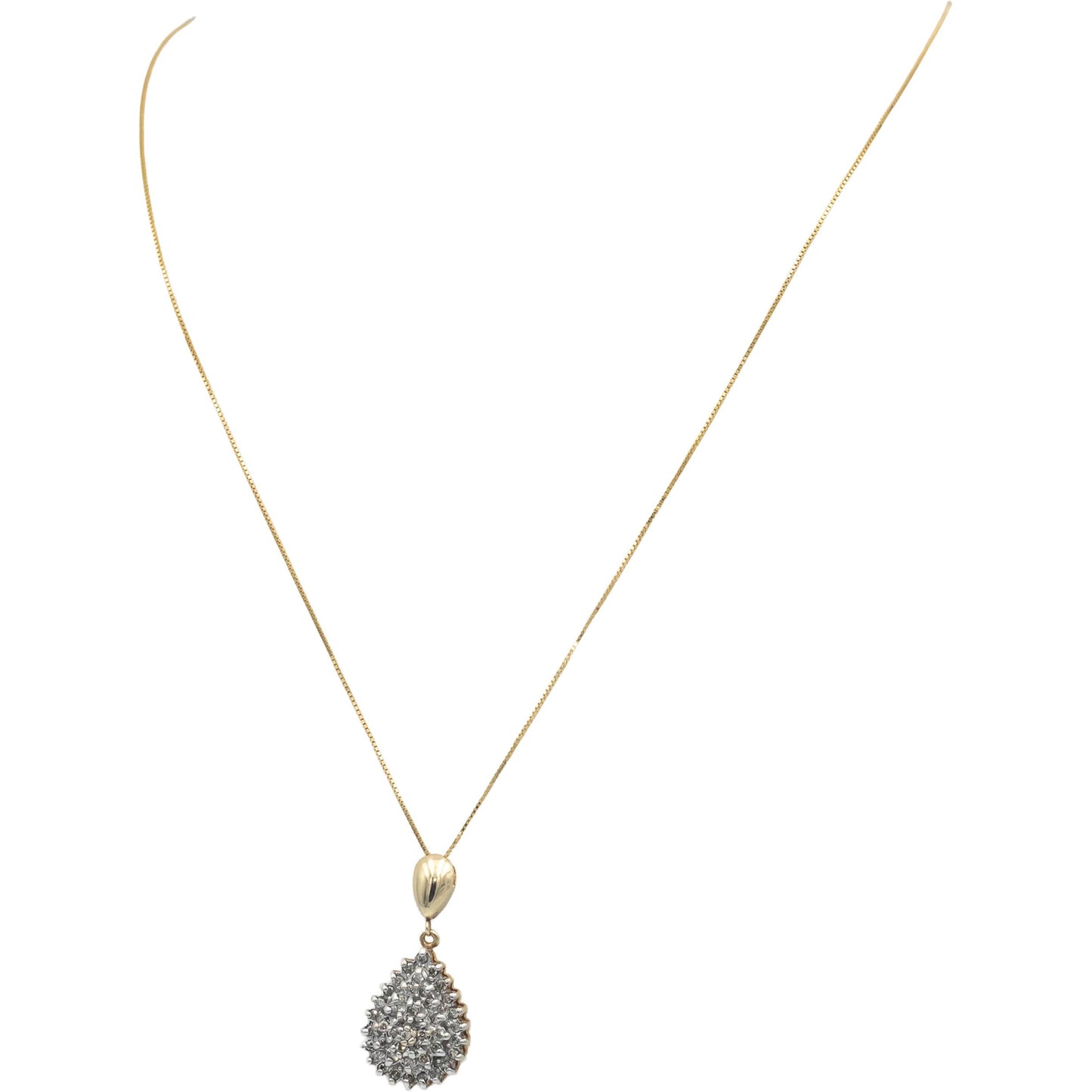 10k Yellow Gold 0.50CT Round Cut Diamond Cluster Pendant Necklace
