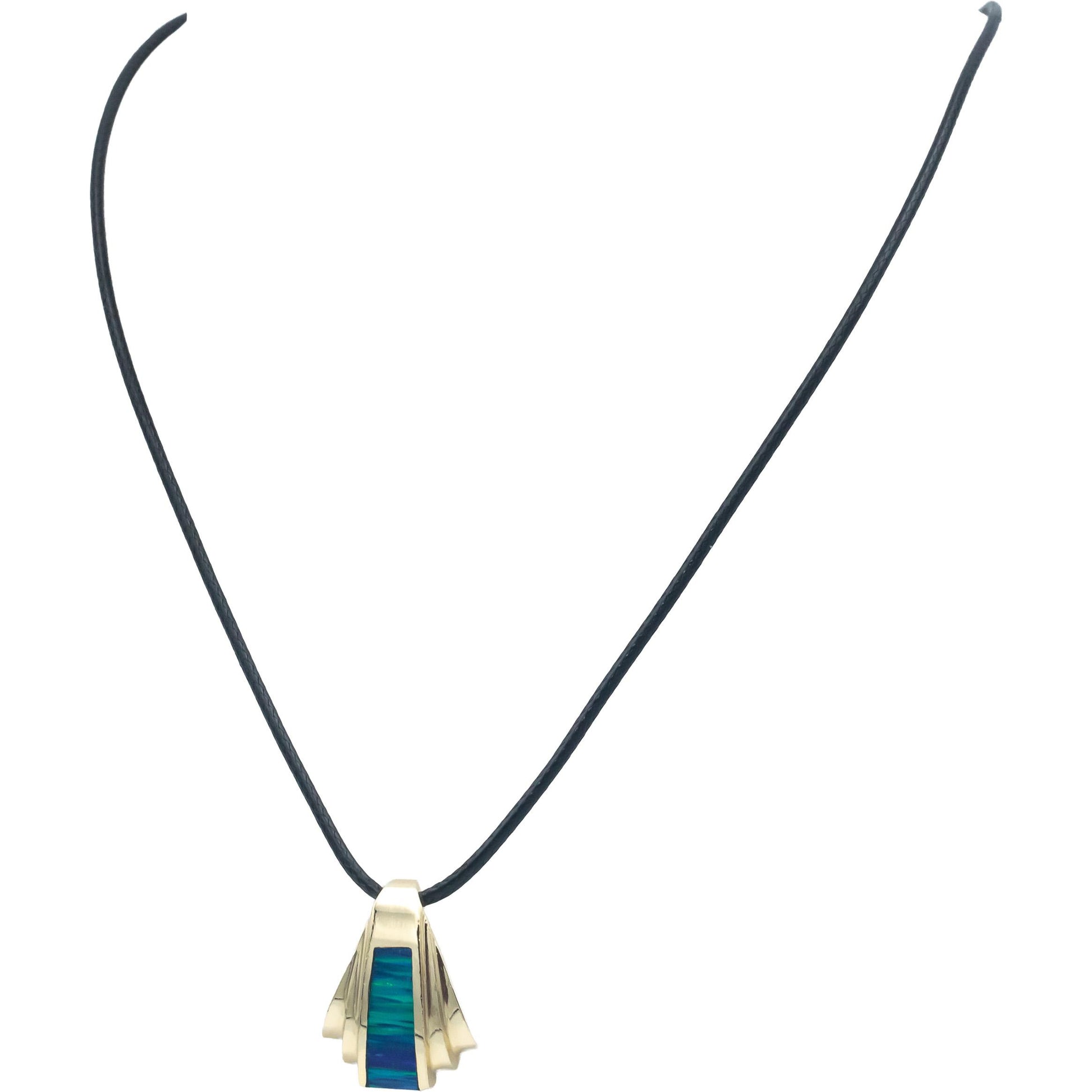 14k Yellow Gold Jewelry Painted Enamel Abstract Pendant Necklace