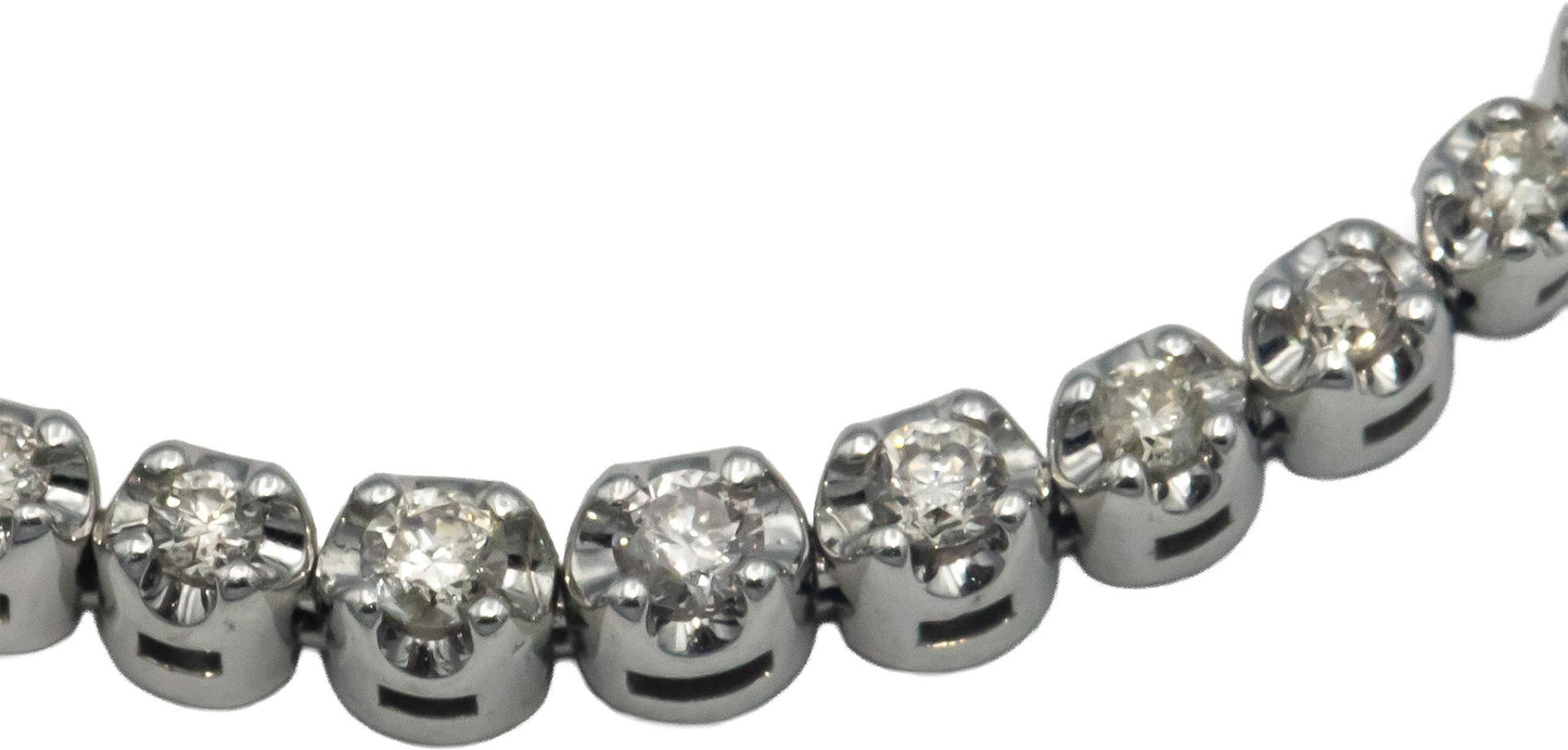 10k White Gold 0.35CT Round Cut Diamond Bolo Bracelet w/ Adjustable Clasp