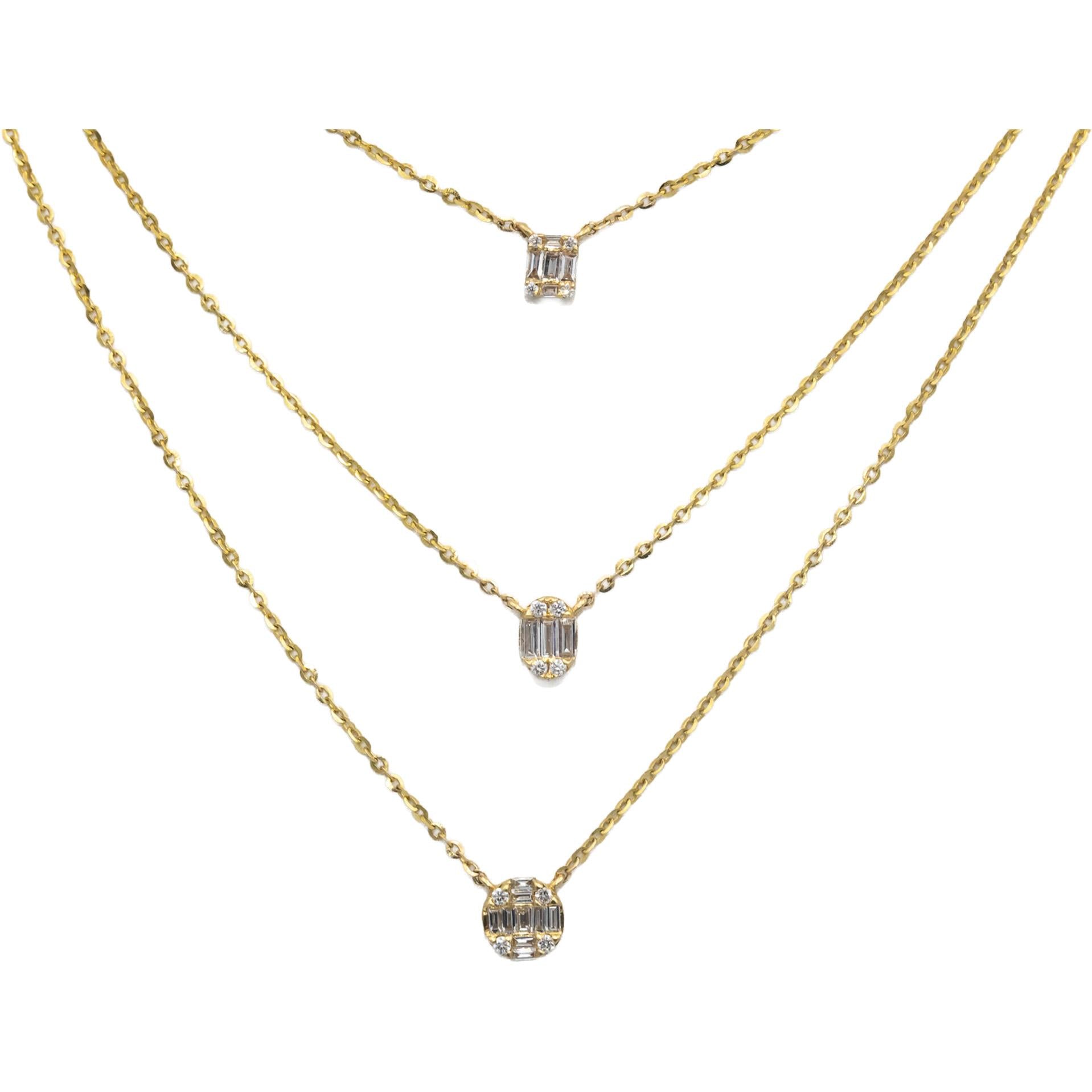 Diamond 18k Yellow Gold Jewelry Fancy Formal Necklace 0.51CT