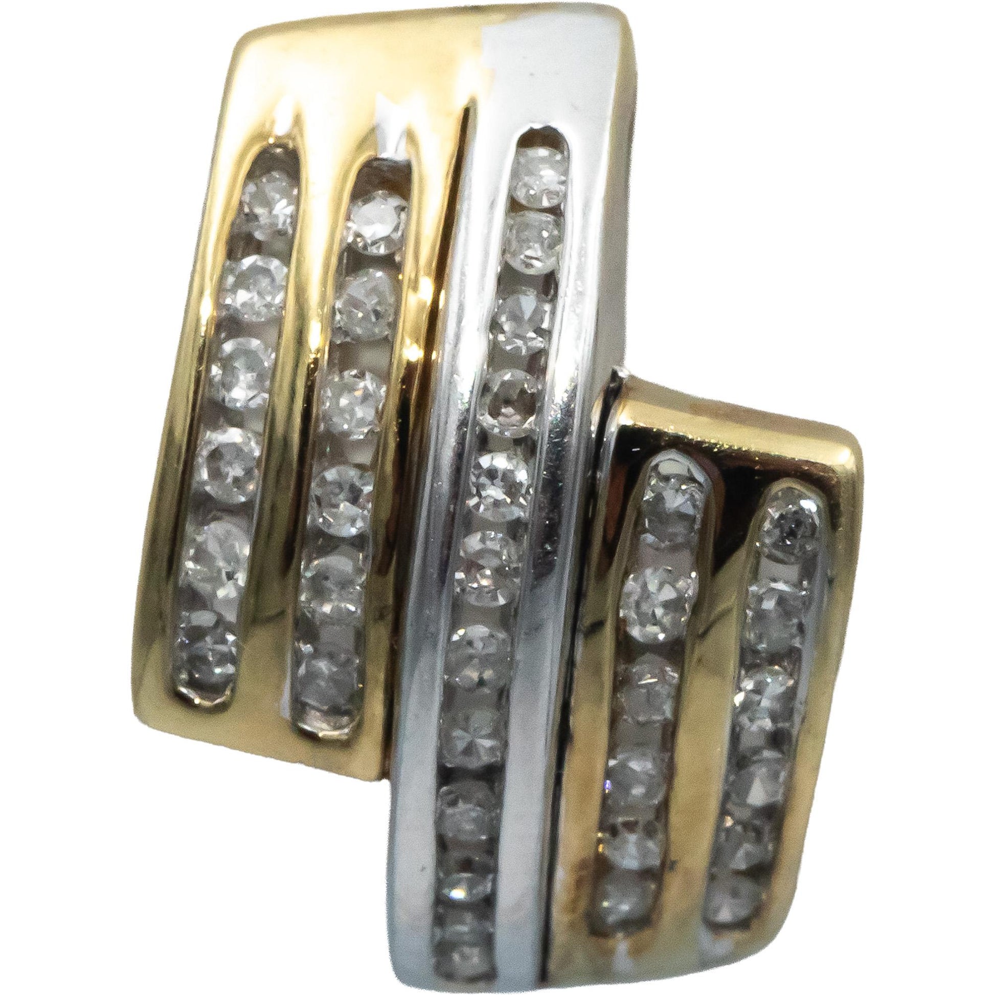 Diamond 10k Yellow & White Gold Channel Set Curved Stud Earrings 0.50CT