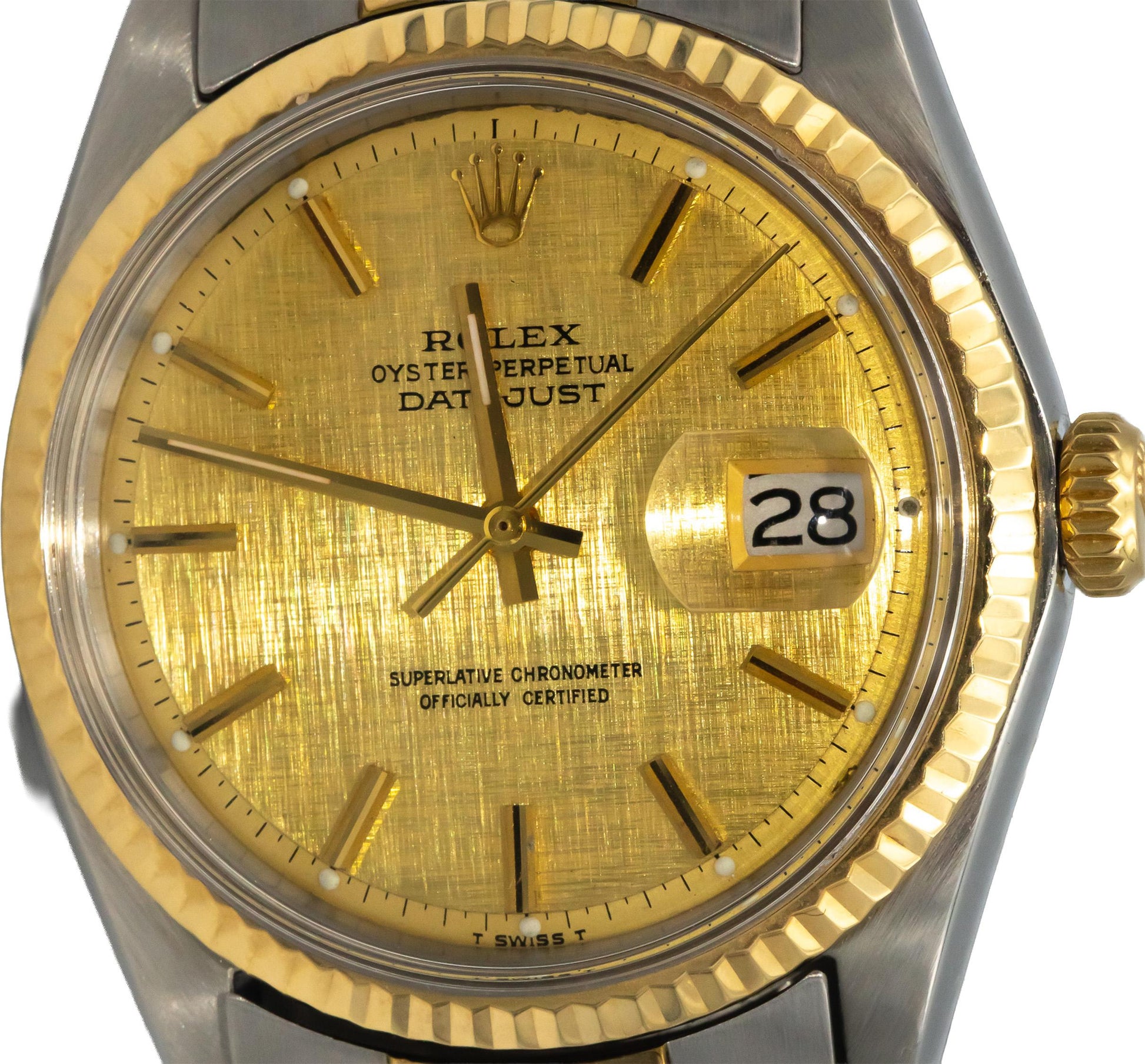 ROLEX 18k Gold Stainless Steel Datejust 1601 Custom Bracelet Automatic Watch