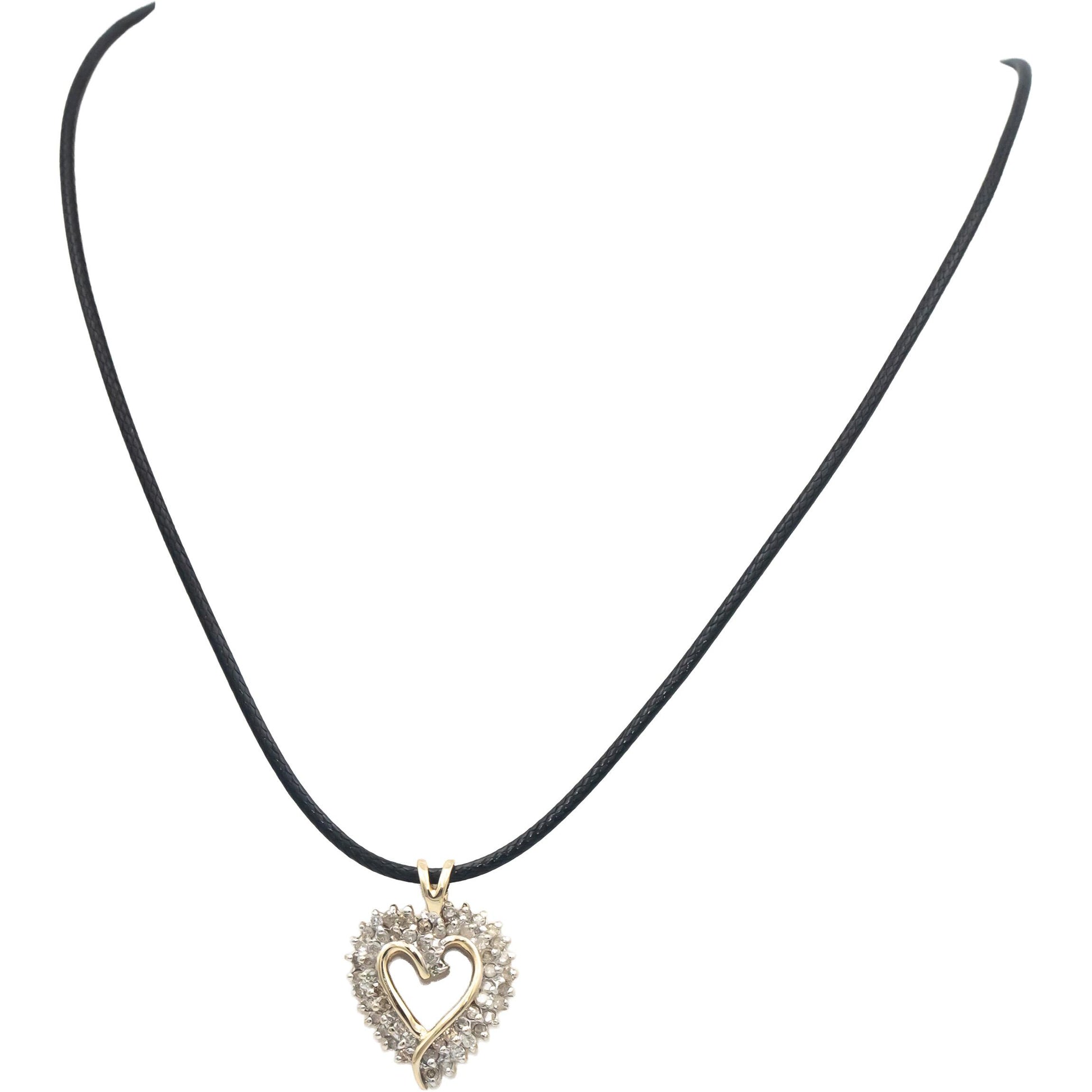 Diamond Round Cut 10k Yellow Gold Heart Pendant Necklace 0.75CT