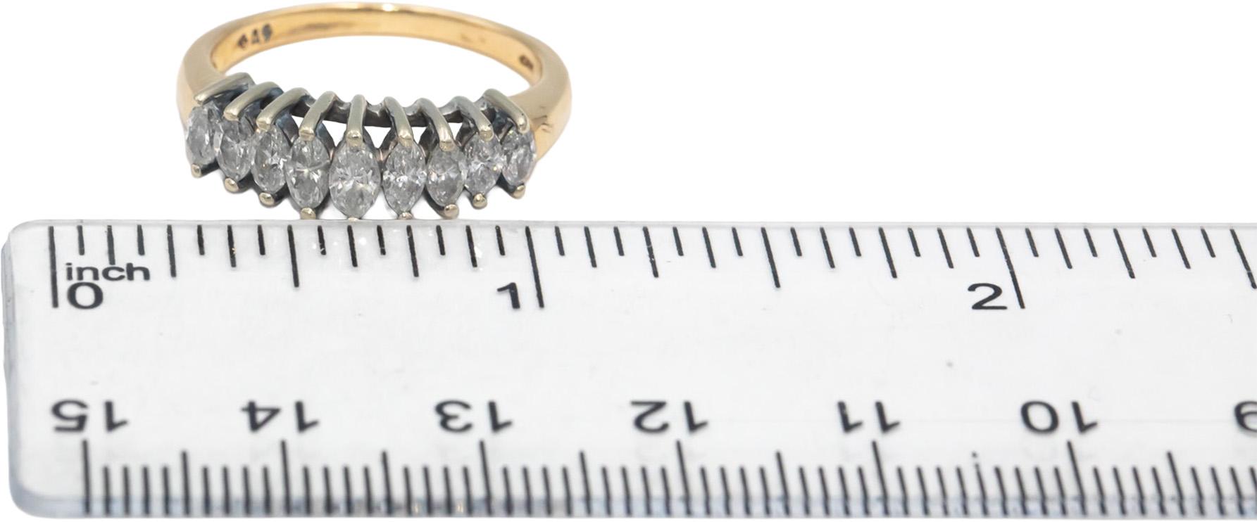 Diamond Marquise Cut 14k White Yellow Gold Anniversary Band Ring 1.0CT Size 7.5