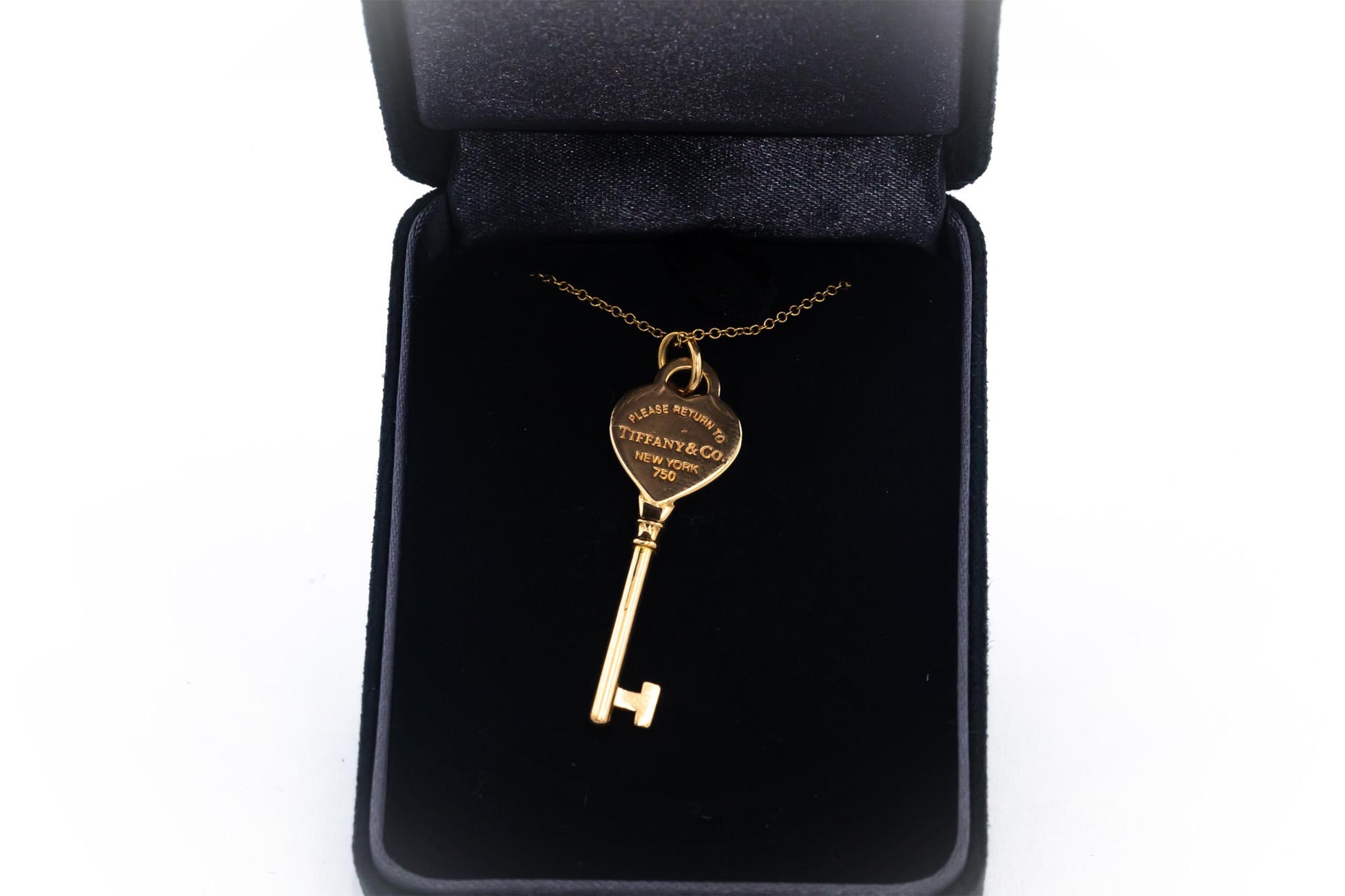 TIFFANY & CO. 18k Yellow Gold Tiffany Keys Heart Key Pendant Necklace w/ Box
