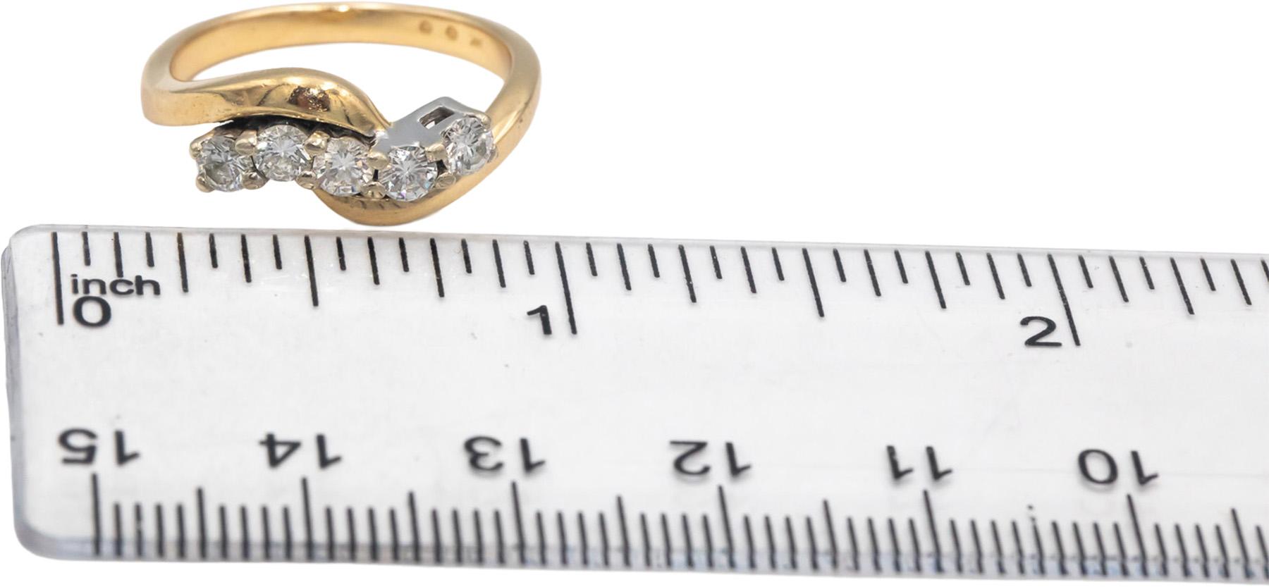 14k Yellow & White Gold Round Diamond Crossover Style Band Ring 0.50CT Size 7
