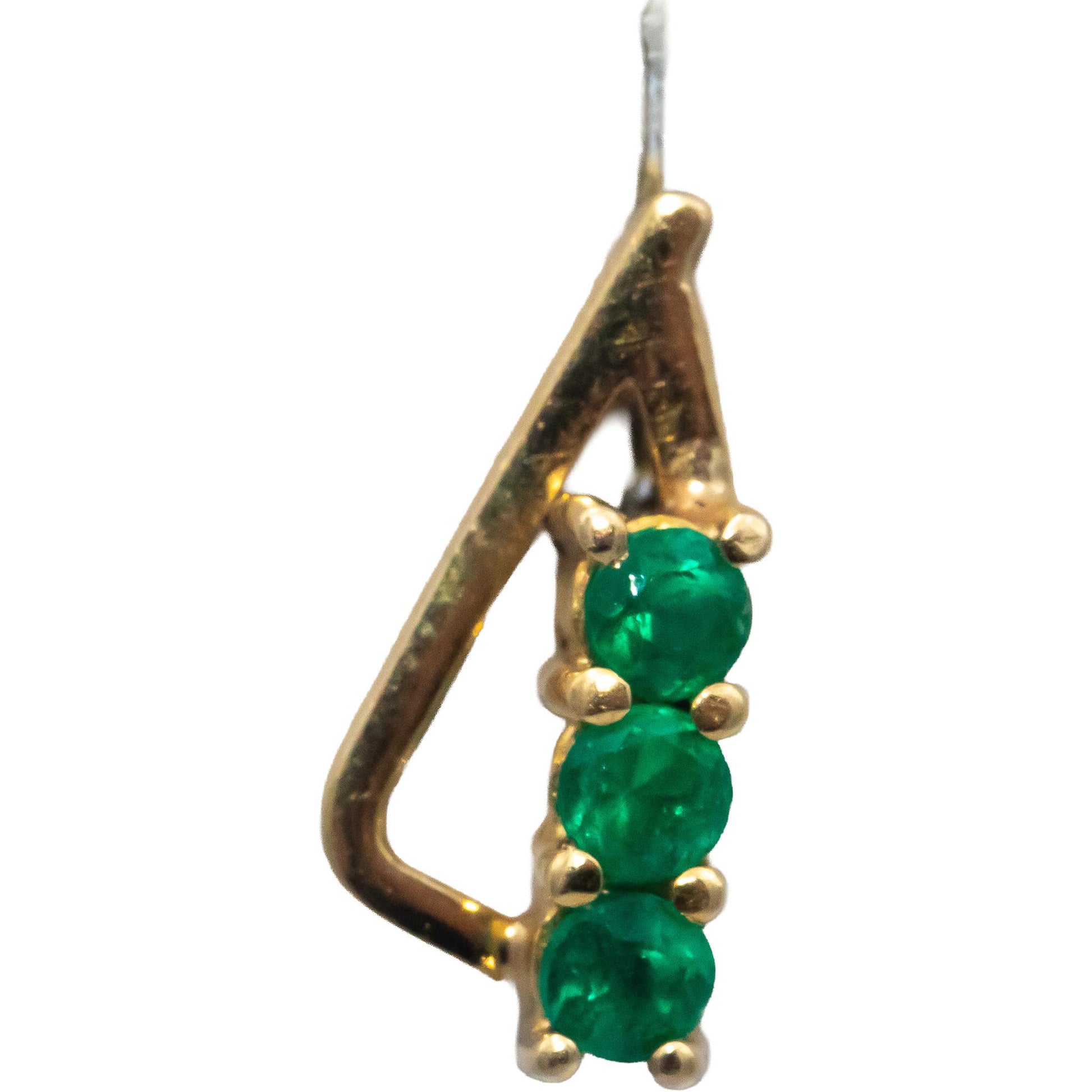 18k Yellow Gold Jewelry Round Emerald Drop Stud Earrings 0.50CT