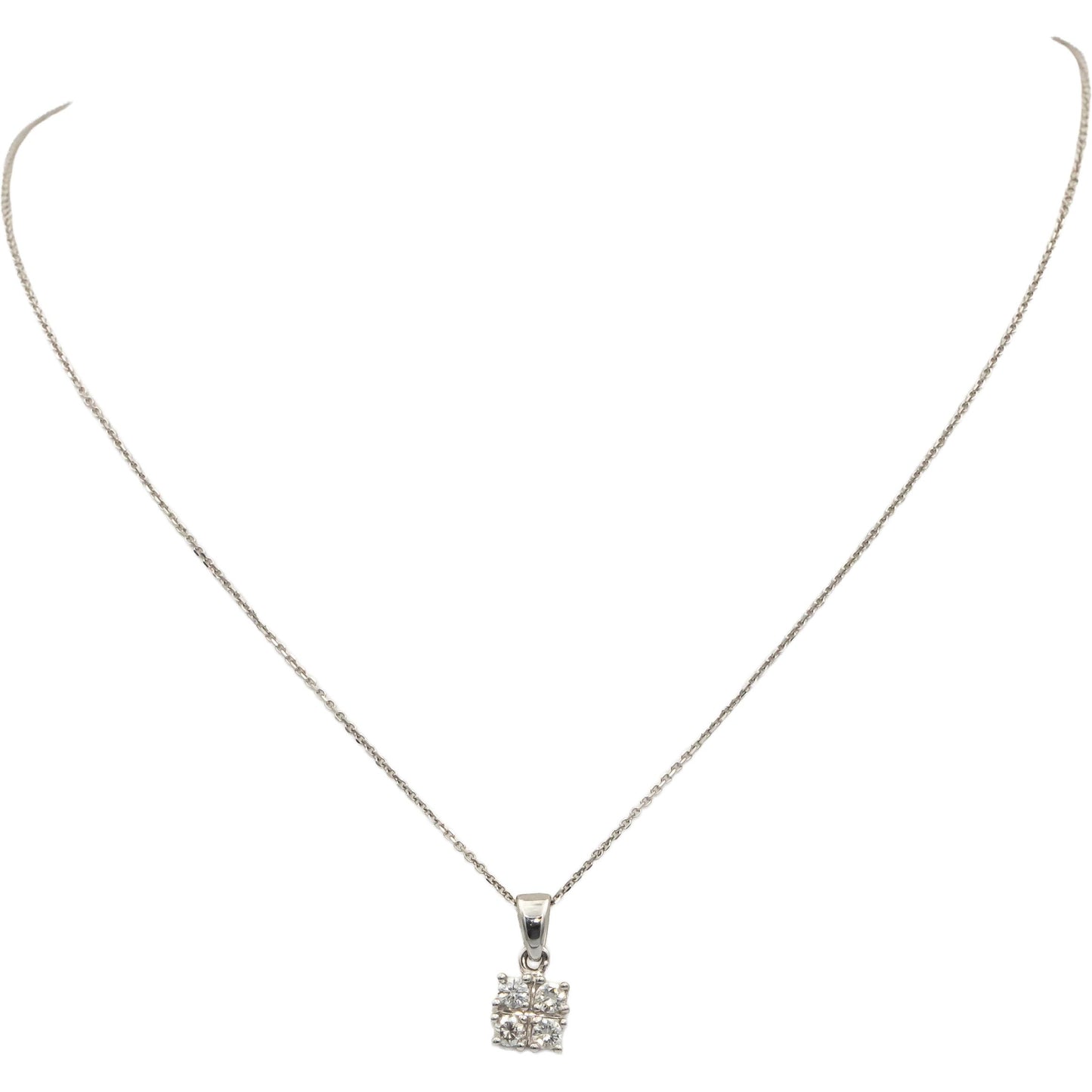 14k White Gold Jewelry Round Diamond Pendant Necklace 0.25CT