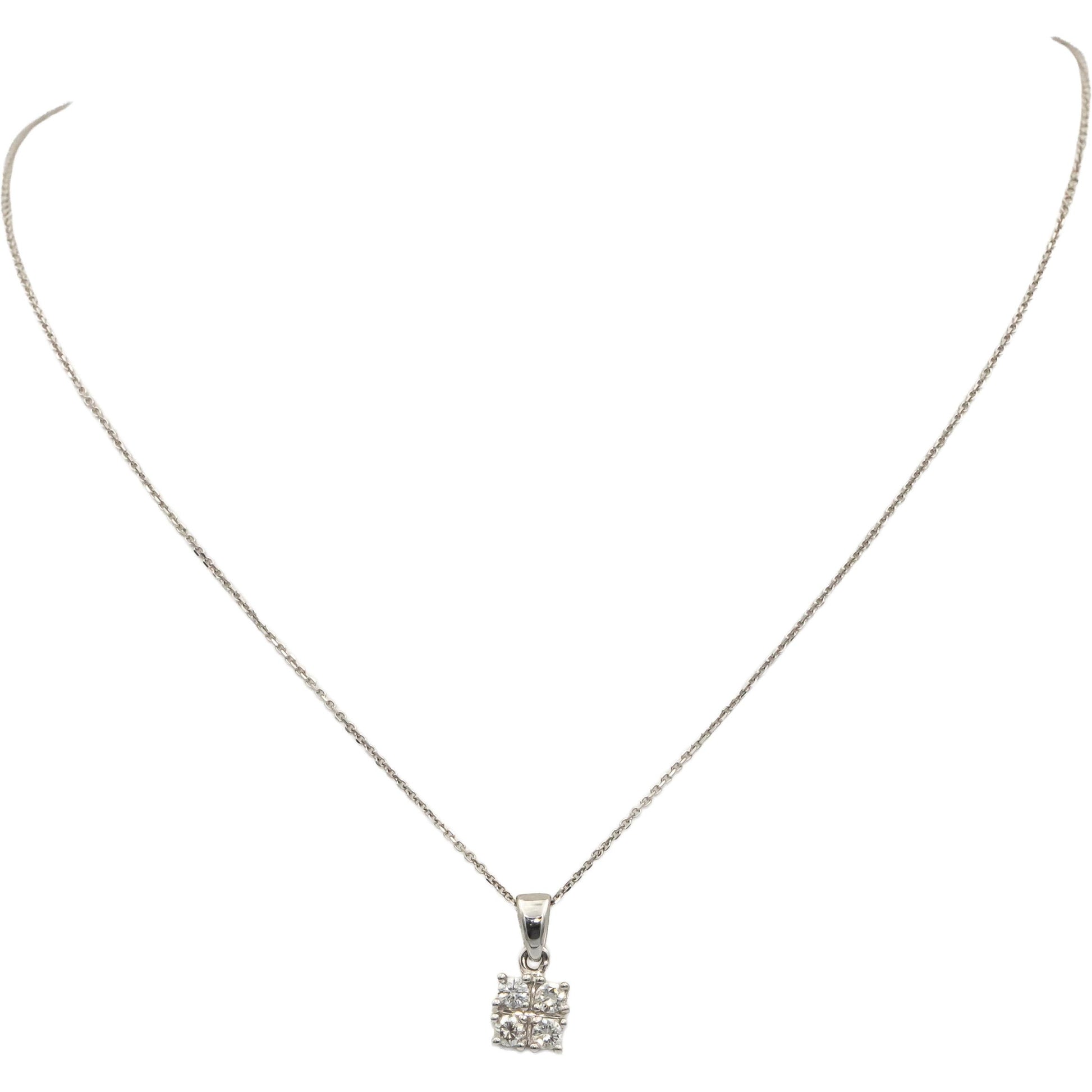 14k White Gold Jewelry Round Diamond Pendant Necklace 0.25CT