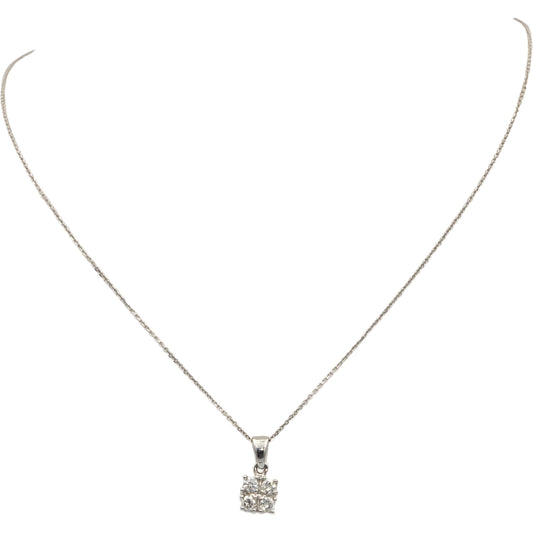 14k White Gold Jewelry Round Diamond Pendant Necklace 0.25CT