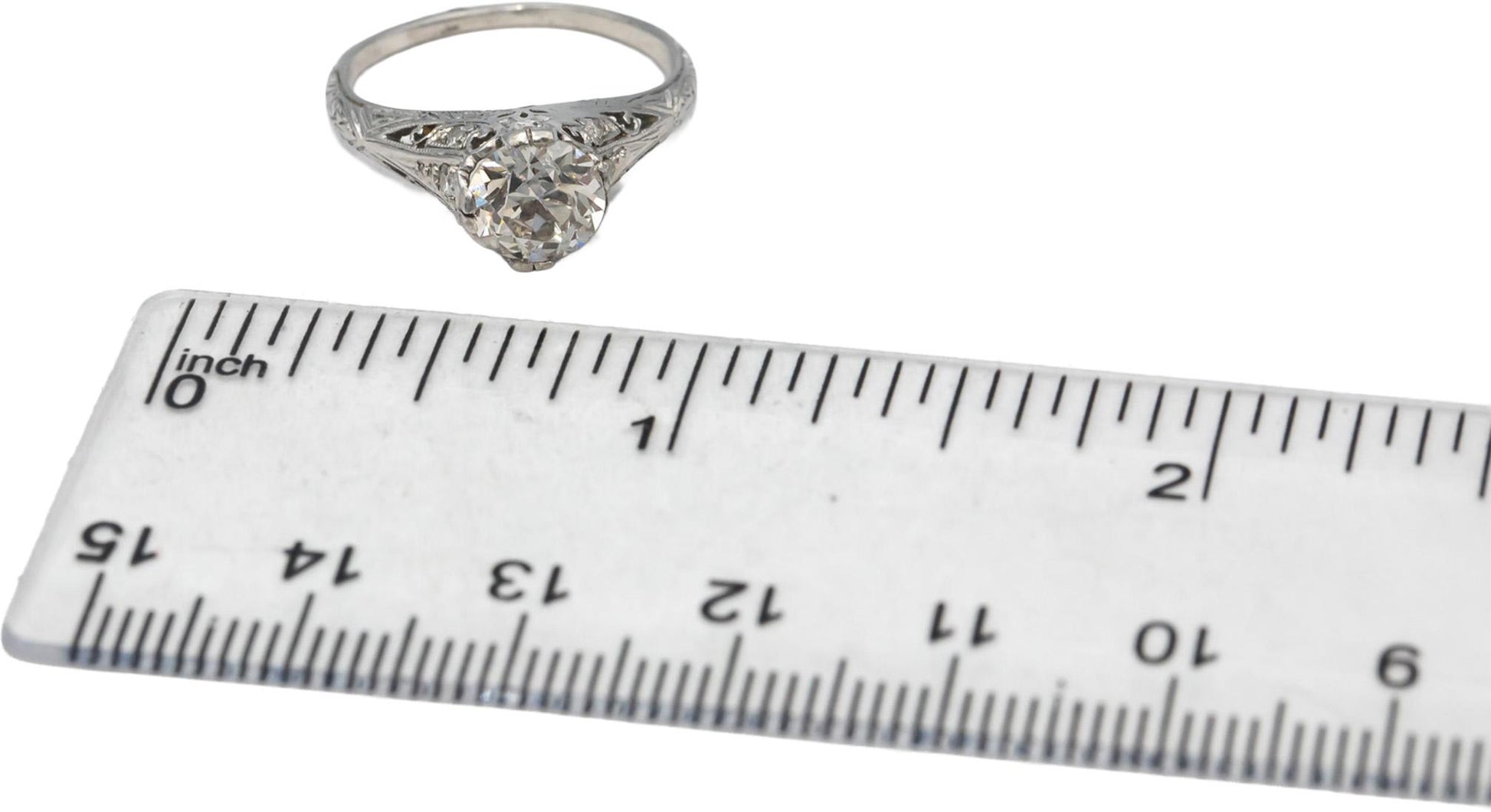 Vintage Antique Platinum Old Euro Diamond Filigree Ring 1.20CT Size 6