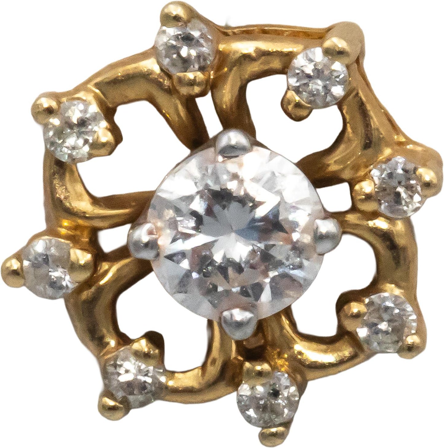 14k White & Yellow Gold Round Diamond Stud Earrings w/ Jacket Enhancers 0.60CT