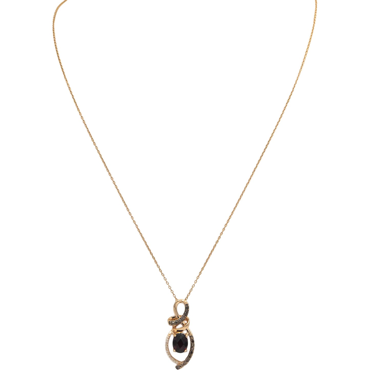 LE VIAN 14k Rose Gold Rhodolite Garnet & Diamond Pendant Necklace 0.20CT