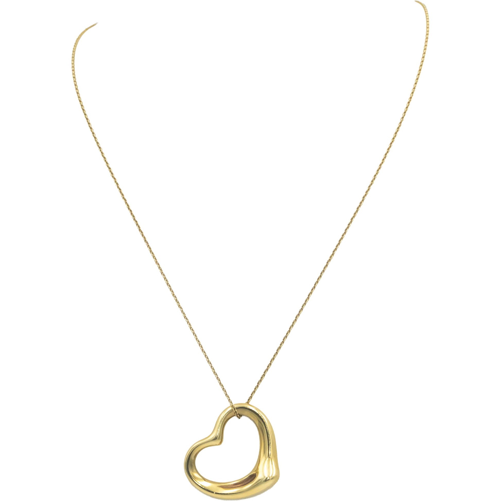 TIFFANY & CO. 18k Yellow Gold Elsa Peretti Open Heart Pendant Necklace $2700