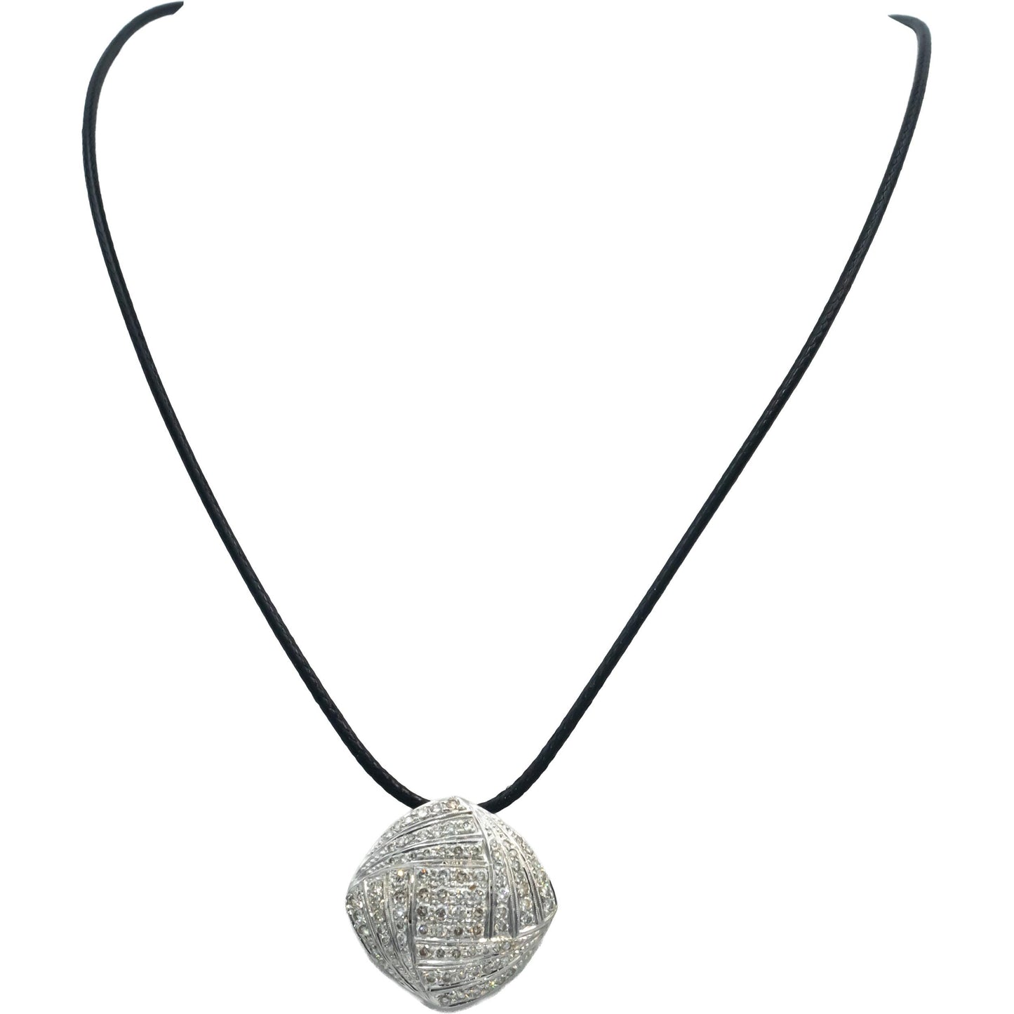 18k White Gold Jewelry Round Diamond Pendant Necklace 1.0CT