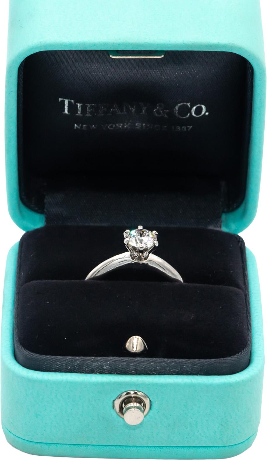 TIFFANY & CO. GIA Certified Platinum VVS1/F Diamond Engagement Ring .73CT Size 6