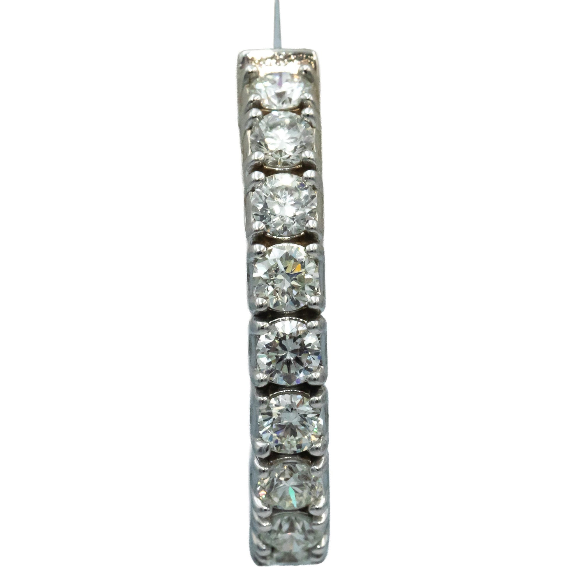 14k White Gold VS Round Diamond Inside Out Oval Hoop Earrings 5.34CT