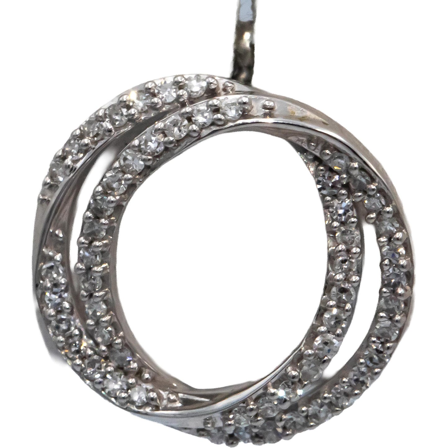 VERA WANG LOVE 10k White Gold Round Diamond Double Circle Stud Earrings 0.33CT