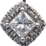 14k White Gold Princess & Round Diamond Stud Earrings 1.74CT w/ 1.54CT Centers
