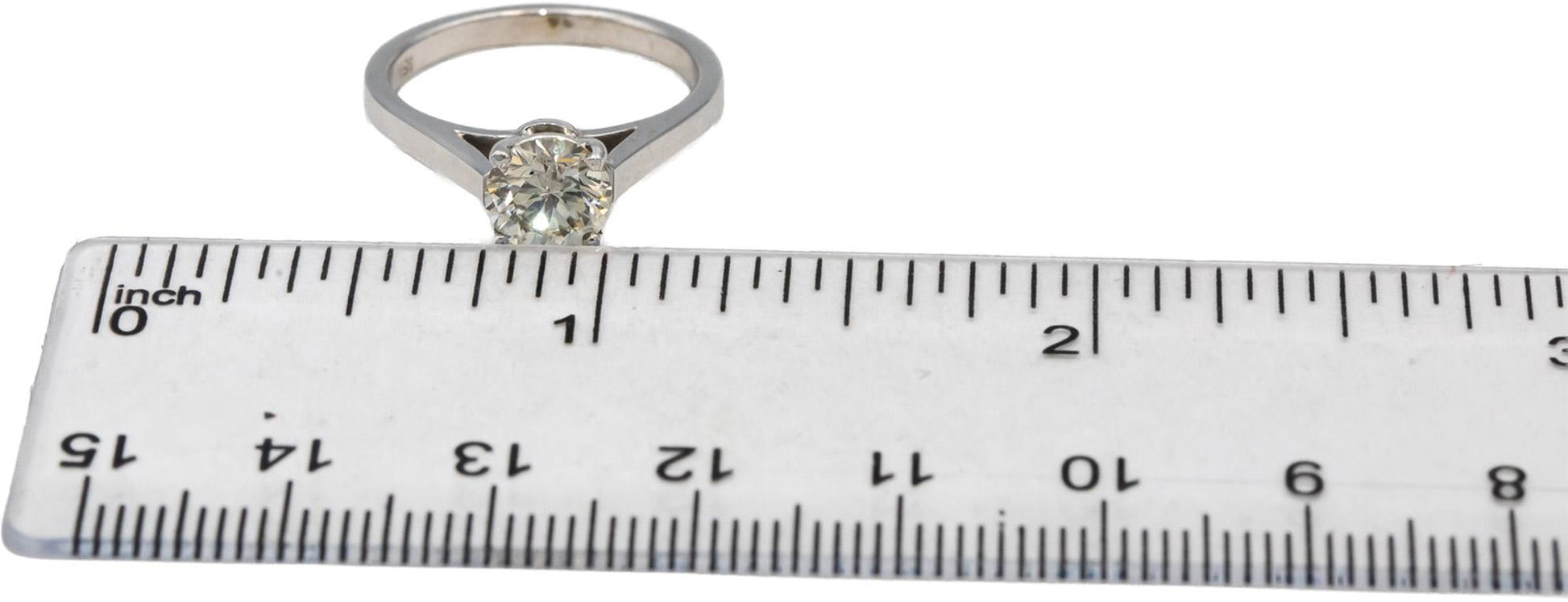 Round Diamond 18k White Gold Solitaire Engagement Ring 1.09CT Size 6